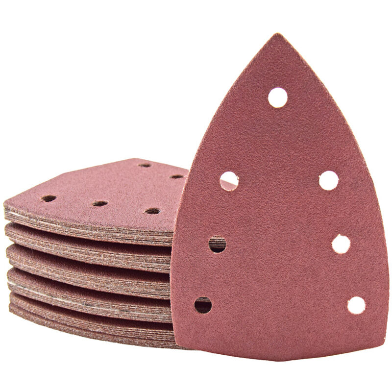 foto del prodotto fox carte abrasive velcrate, 150 x 100 mm, 7 fori, p. levigatrici a delta, corindone normale 50 pz. g40 miotools