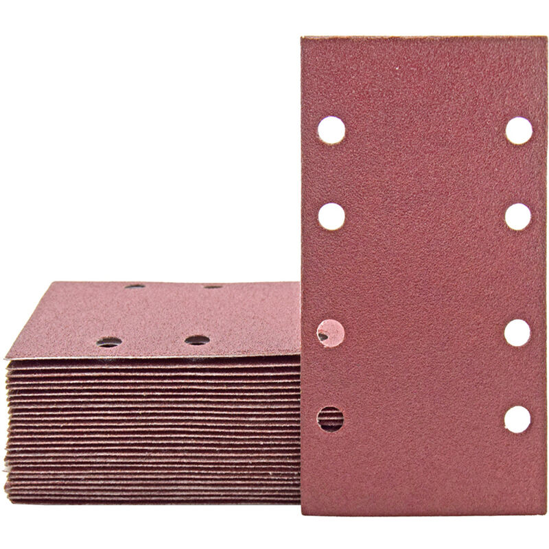 foto del prodotto fox carte abrasive velcrate, 186 x 93 mm, 8 fori, p. levigatrici orbitali, corindone normale 50 pz. g80 miotools