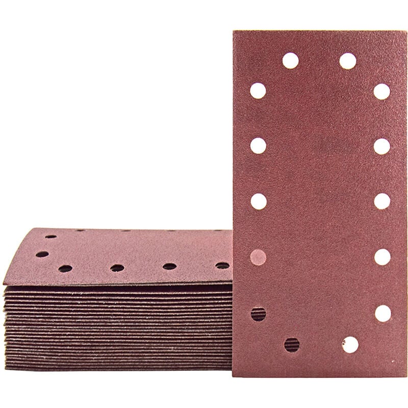 foto del prodotto fox carte abrasive velcrate, 230 x 115 mm, 14 fori, p. levigatrici orbitali, corindone normale 50 pz. g100 miotools