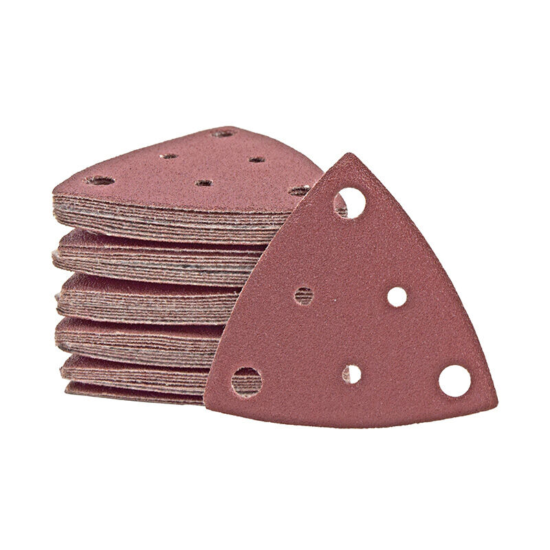 foto del prodotto fox carte abrasive velcrate, 82 mm, 6 fori, p. levigatrici a delta, corindone normale 50 pz. g40 miotools