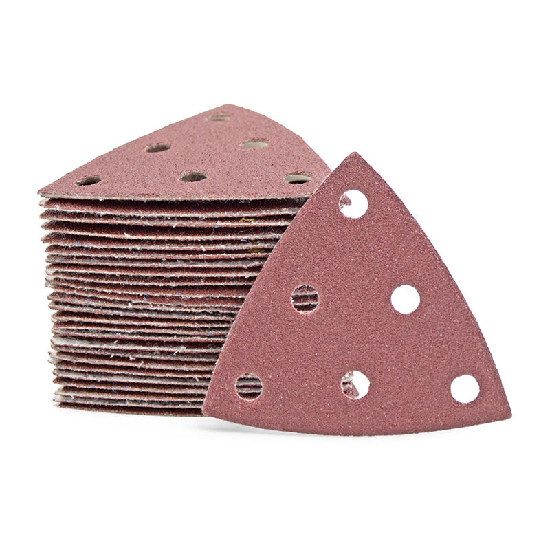 foto del prodotto fox carte abrasive velcrate, 93 mm, 6 fori, p. levigatrici a delta, corindone normale 25 pz. g24 miotools