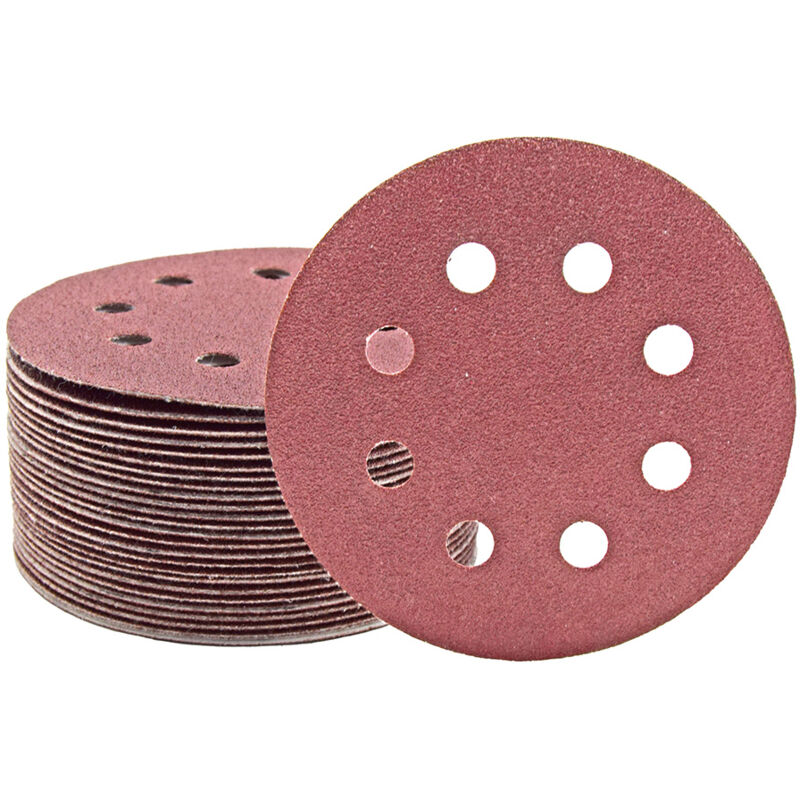 foto del prodotto fox dischi abrasivi velcrati, 115 mm, 8 fori, p. levigatrici rotorbitali, corindone normale 50 pz. g240 miotools