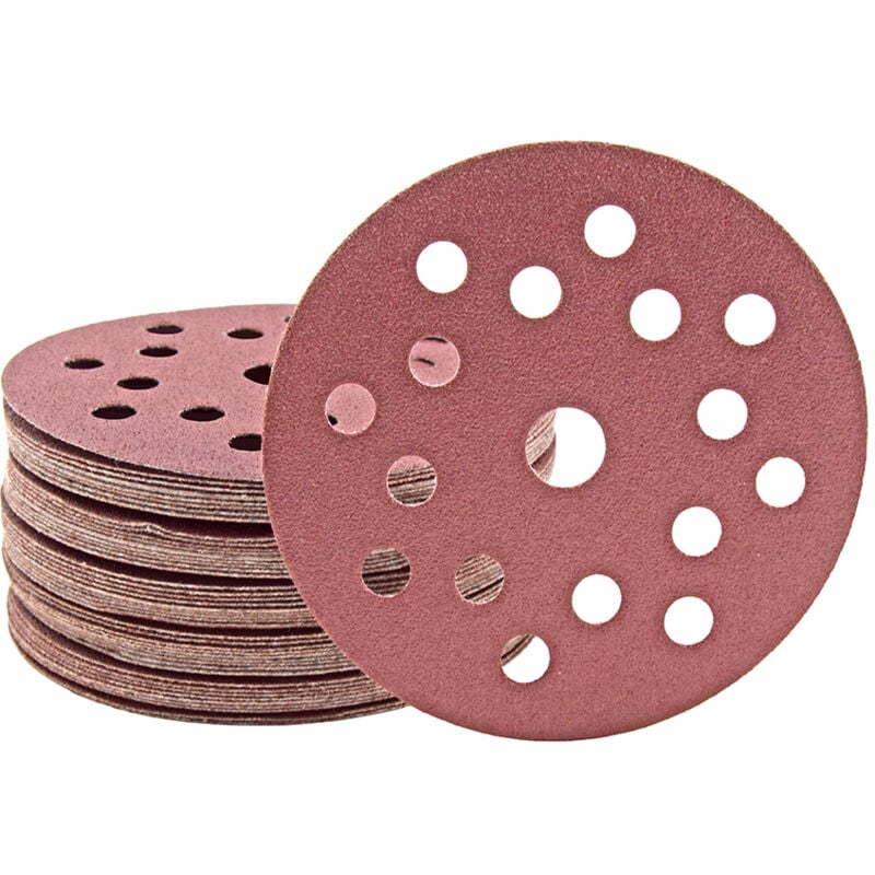 foto del prodotto fox dischi abrasivi velcrati, 125 mm, 17 fori, p. levigatrici rotorbitali, corindone normale 25 pz. g24 miotools