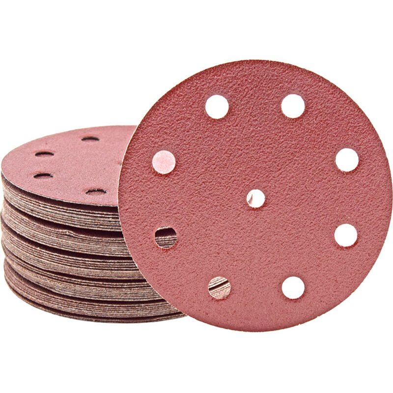 foto del prodotto fox dischi abrasivi velcrati, 125 mm, 9 fori, p. levigatrici rotorbitali, corindone normale 50 pz. g40 miotools