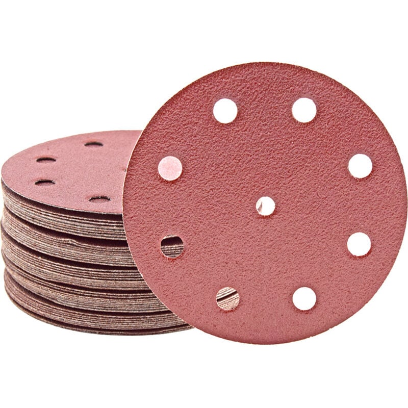foto del prodotto fox dischi abrasivi velcrati, 125 mm, 9 fori, p. levigatrici rotorbitali, corindone normale 50 pz. g60 miotools