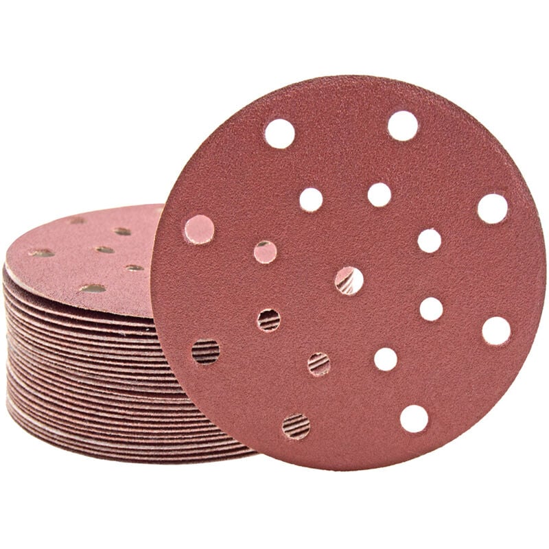 foto del prodotto fox dischi abrasivi velcrati, 150 mm, 17 fori, p. levigatrici rotorbitali, corindone normale 50 pz. g60 miotools