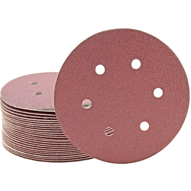 foto del prodotto fox dischi abrasivi velcrati, 150 mm, 6 fori, p. levigatrici rotorbitali, corindone normale 50 pz. g60 miotools