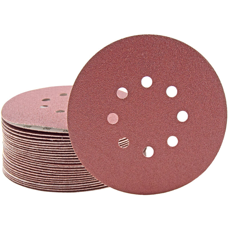 foto del prodotto fox dischi abrasivi velcrati, 150 mm, 8 fori, p. levigatrici rotorbitali, corindone normale 25 pz. g24 miotools