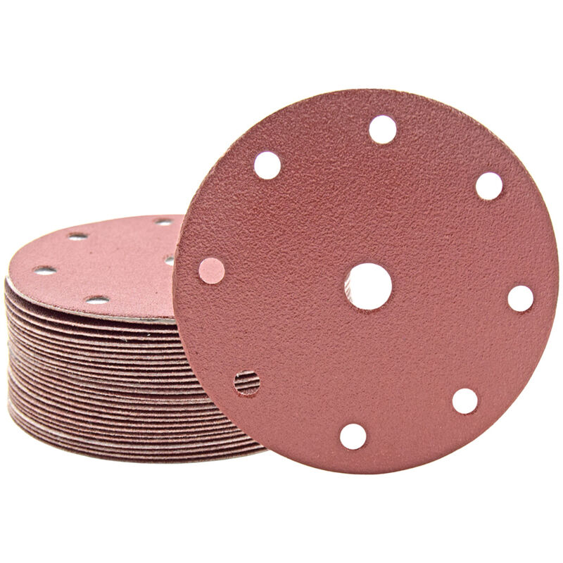 foto del prodotto fox dischi abrasivi velcrati, 150 mm, 9 fori, p. levigatrici rotorbitali, corindone normale 50 pz. g150 miotools