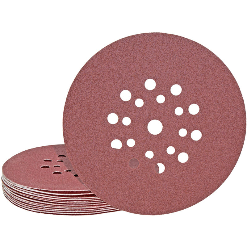 foto del prodotto fox dischi abrasivi velcrati, 225 mm, 19 fori, p. levigatrici per muri, corindone normale 25 pz. g240 miotools