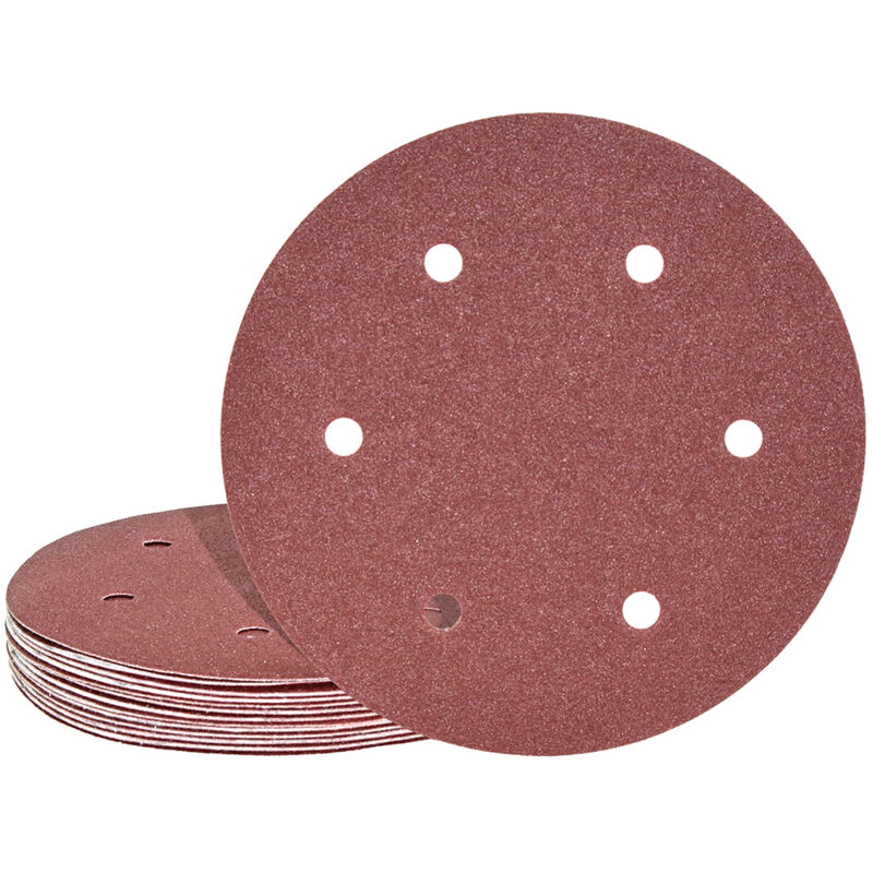 foto del prodotto fox dischi abrasivi velcrati, 225 mm, 6 fori, p. levigatrici per muri, corindone normale 25 pz. g120 miotools