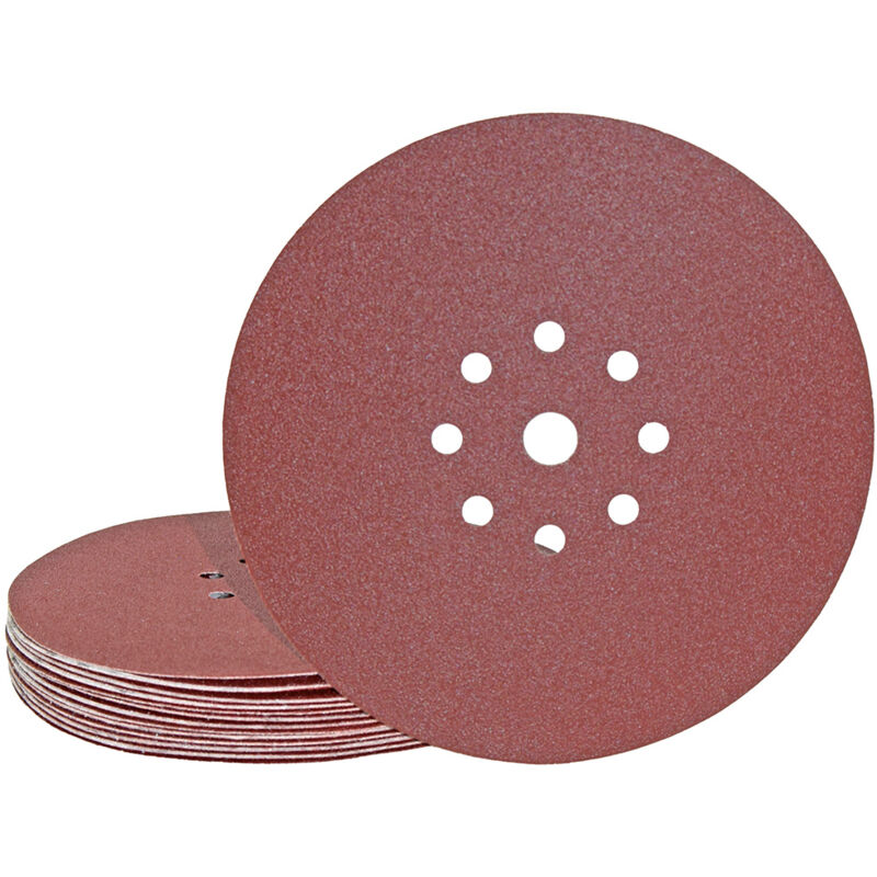 foto del prodotto fox dischi abrasivi velcrati, 225 mm, 9 fori, p. levigatrici per muri, corindone normale 25 pz. g40 miotools