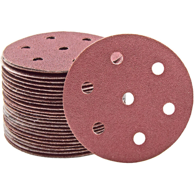 foto del prodotto fox dischi abrasivi velcrati, 90 mm, 7 fori, p. levigatrici rotorbitali, corindone normale 50 pz. g40 miotools