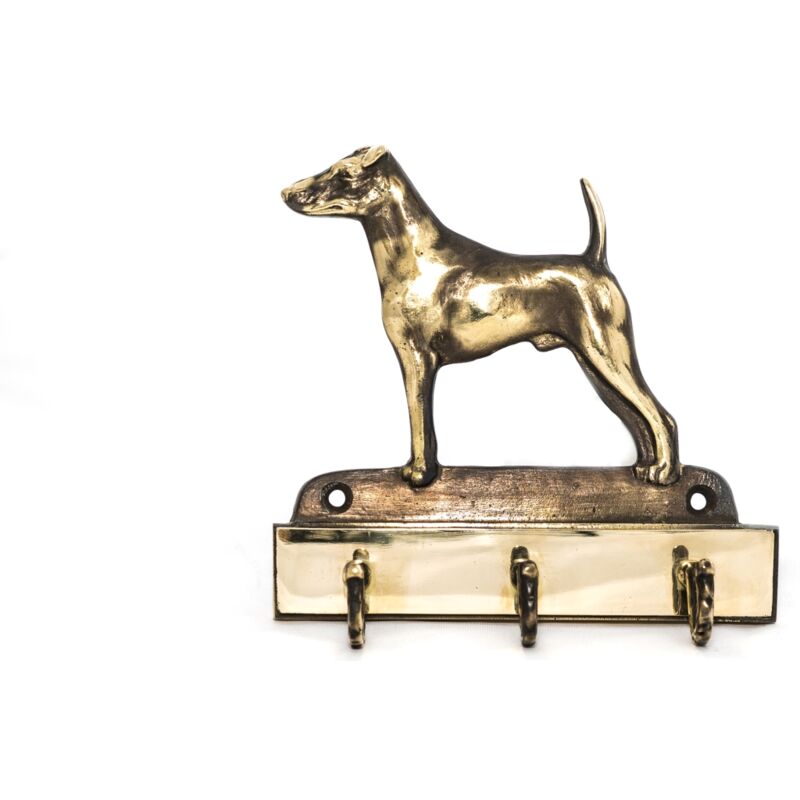 foto del prodotto fox terrier portachiavi con cane, supporto in ottone per accessori per cani, elegante decorazione per corridoio di art dog