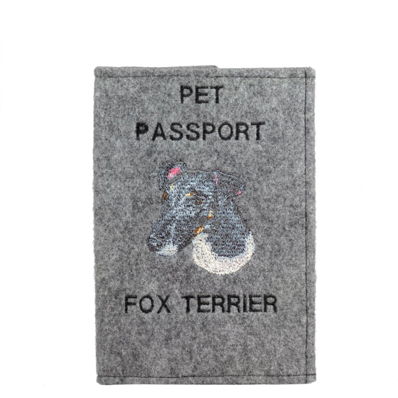 foto del prodotto fox terrier portapassaporto per cani, portadocumenti, regalo per viaggiatori di art dog