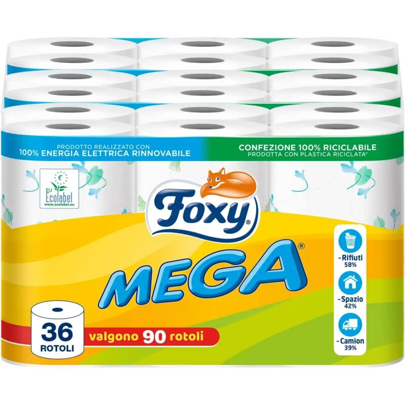 foto del prodotto foxy mega carta igienica 36 rotoli 480 strappi decorata valgono 90 rotoli