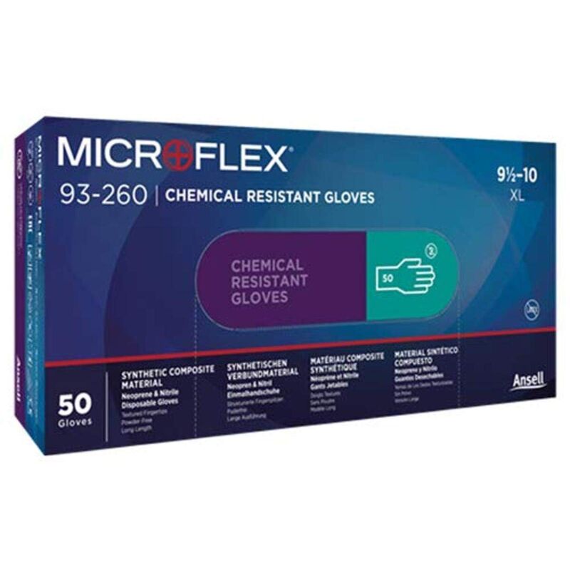 foto del prodotto fp ansell microflex 93260100 93 260 guanti monouso a triplo strato da 7,8 mil in neoprene e nitrile, taglia l