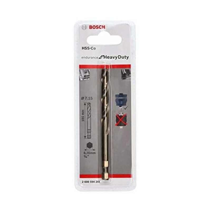 foto del prodotto fp bosch professional plus hss co punta di centraggio attacco esagonale, 7,15 x 105 mm, accessori per seghe a tazza 
