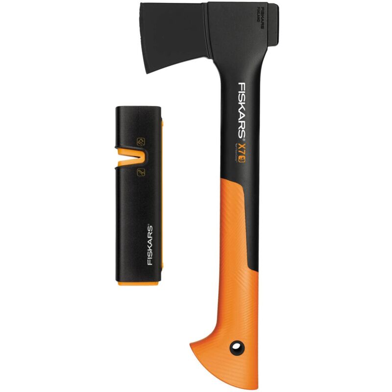 foto del prodotto fp fiskars set ascia, ascia universale con fodero per la lama e il trasporto, 35.5 cm, rivestimento antiaderente, x7 xs, 640 g affilalama per asce