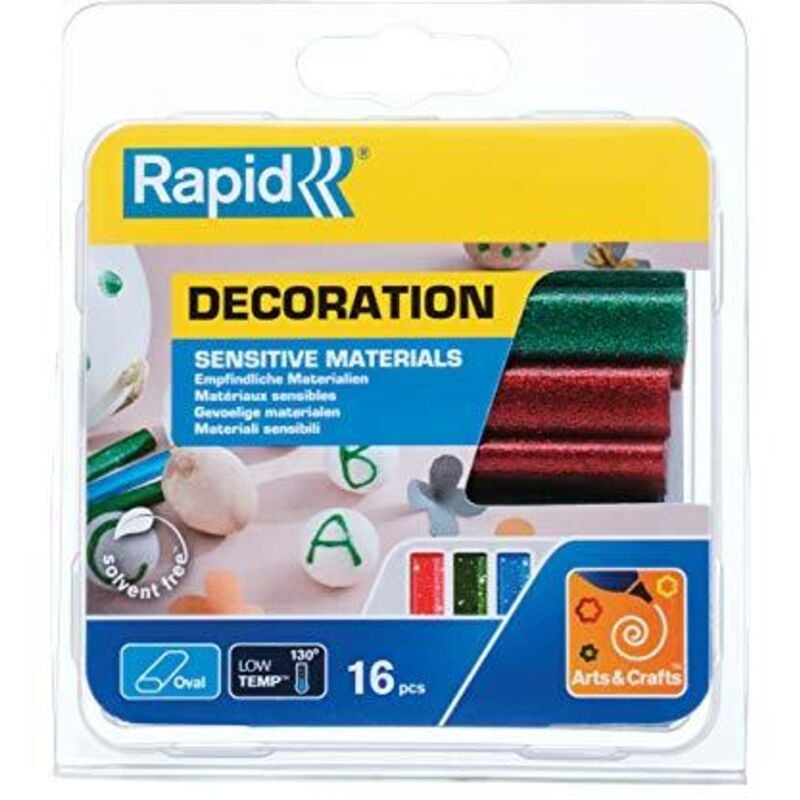foto del prodotto fp - rapid 40108462 colla rapid oval a bassa temperatura glitter rosso verde blu, assortiti