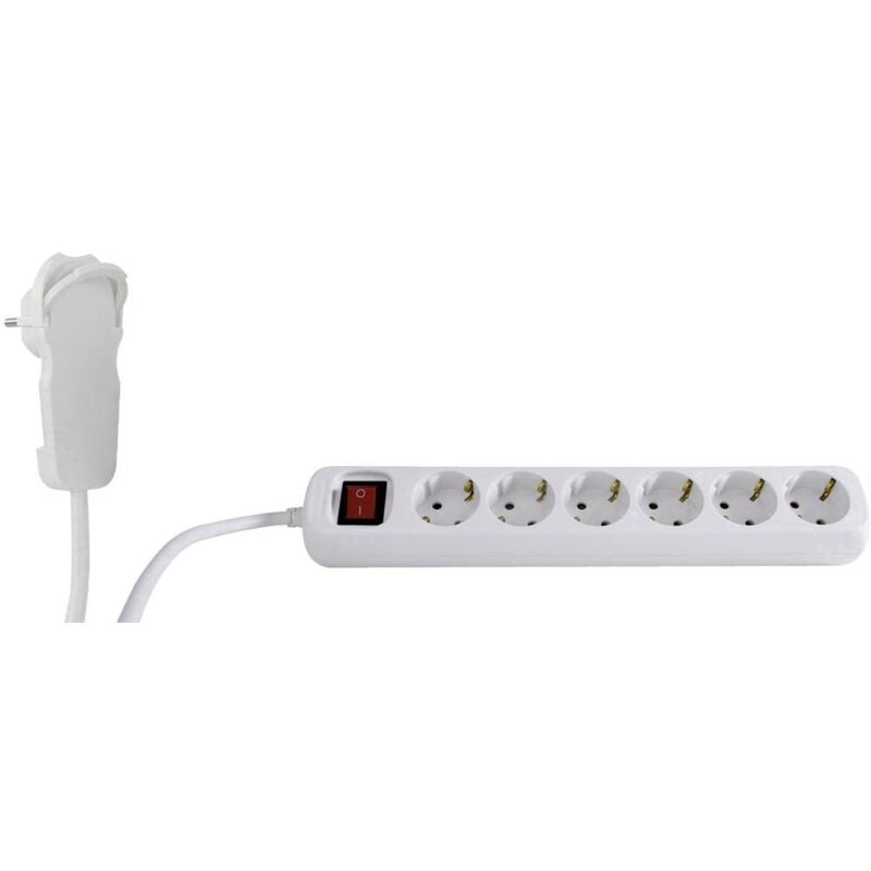 foto del prodotto fp rev 0012626114 ef multipresa con interruttore 6 scomparti bianco schuko 1 pz.