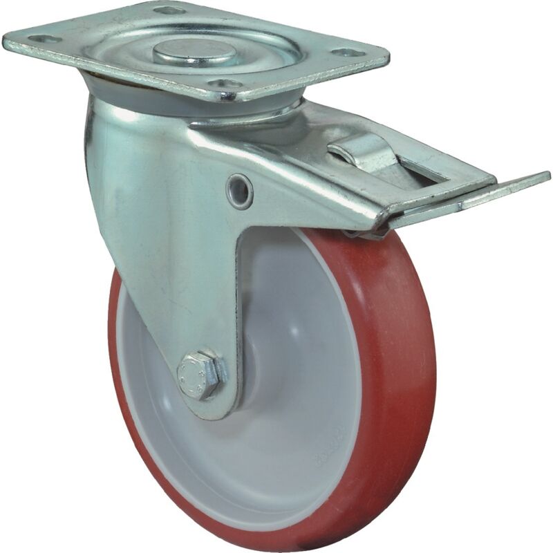 foto del prodotto fp ruota girevole d.125mm trgf.150kg con fisso pu 104x80mm rosso bs rollen