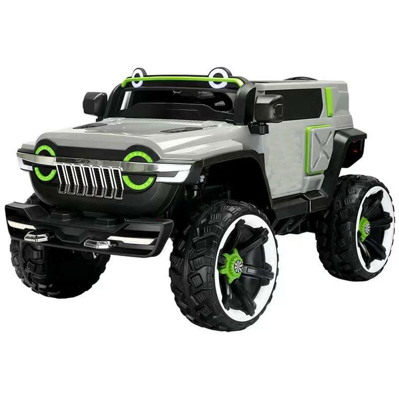 foto del prodotto fp tech auto elettrica per bambini macchina jeep 2 posti 4wd 12v con telecomando usb mp3 grigia