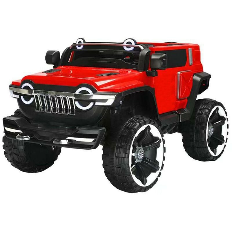 foto del prodotto fp tech auto elettrica per bambini macchina jeep 2 posti 4wd 12v con telecomando usb mp3 rosso