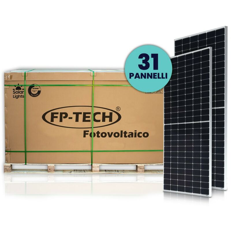 foto del prodotto fp tech bancale 31 pannelli solari fotovoltaici 450 wp o 550 wp monocristallino 144 celle 13950 w o 17050 w scegli 31 pz da 450 wp 13950 w