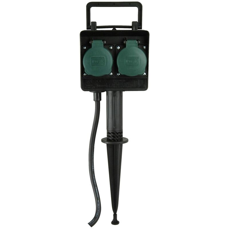foto del prodotto fp unitec 44202 picchetto da giardino con doppia presa di corrente, cavo da 1,5 m