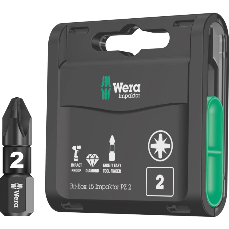 foto del prodotto fp wera 05057763001 inserti per adatte a viti pozidriv, multicolore, 0 w, 0 v, pz 2, set di 15 pezzi