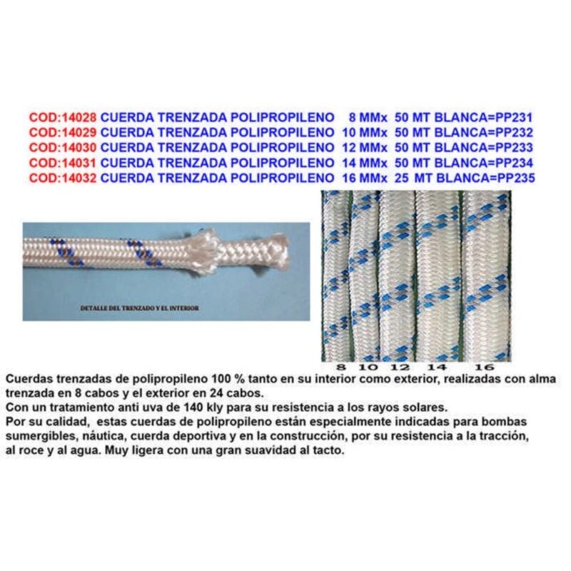 foto del prodotto fplus - corda in polipropilene intrecciato 12 mm x 50 m bianca