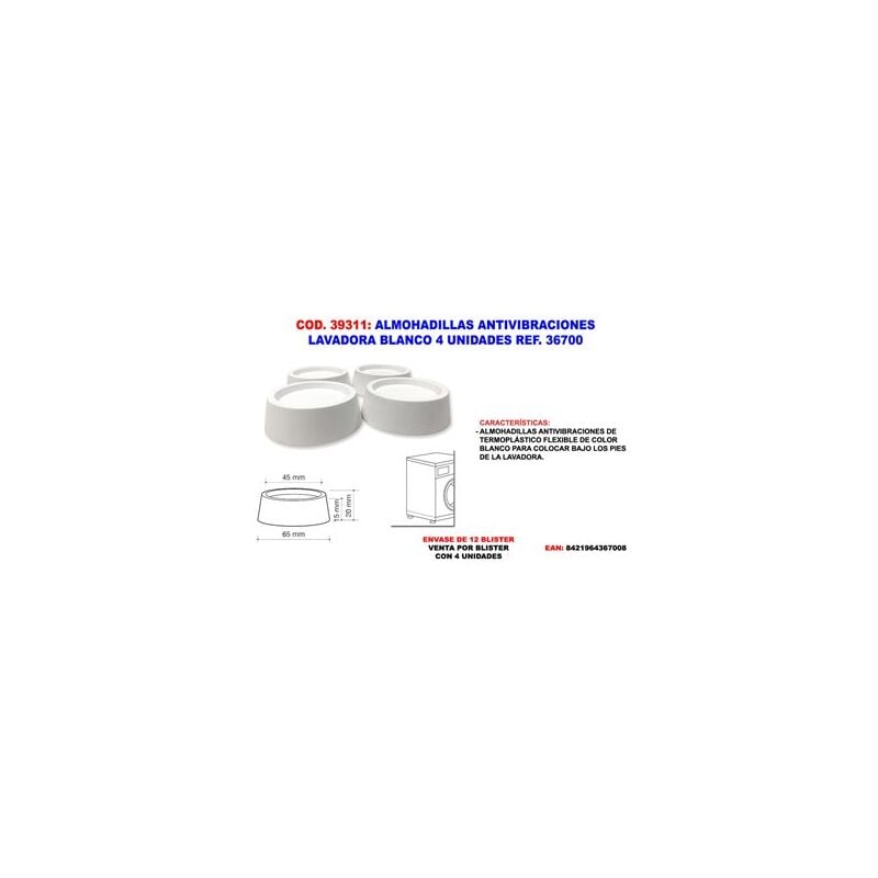foto del prodotto fplus cuscinetti antivibranti bianchi per lavatrici 4 unit rif. 36700