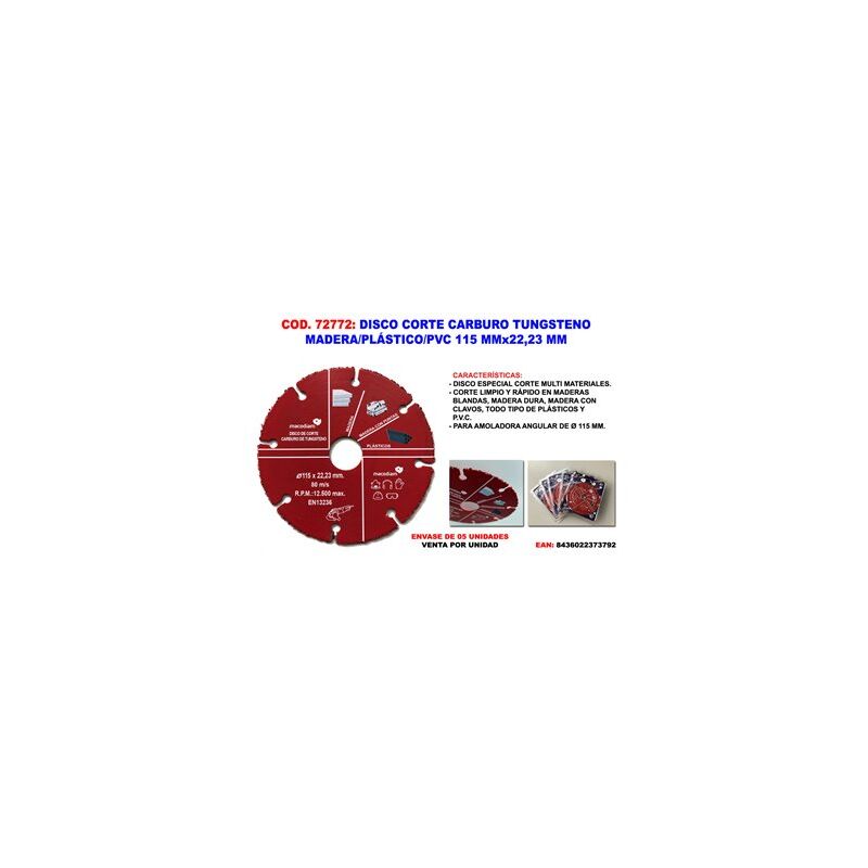 foto del prodotto fplus disco da taglio in carburo di tungsteno per legno, plastica e pvc 115 mm x 22,23 mm