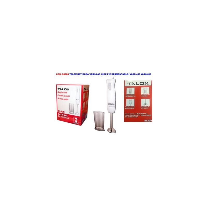 foto del prodotto fplus frullatore a frusta talox in acciaio inox con piede estraibile e bicchiere 400 w bl400