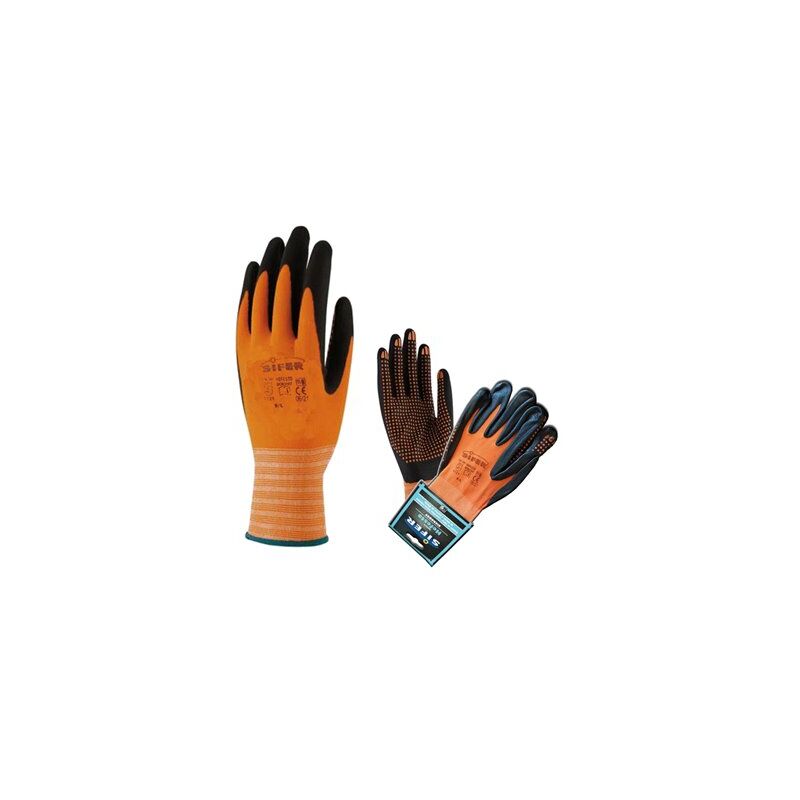 foto del prodotto fplus guanto sifer nylon nitrile con punte sicrodot misura 9 arancione modello hefesto