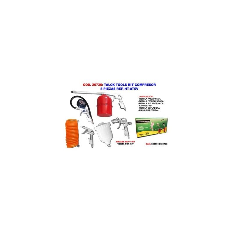 foto del prodotto fplus kit attrezzi compressore talox 5 pezzi ht at5v