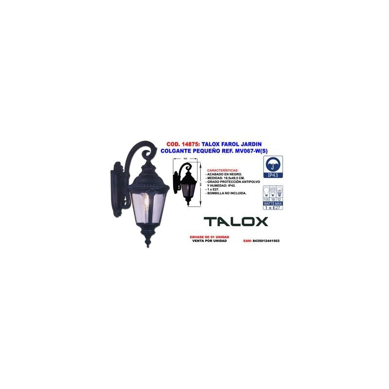 foto del prodotto fplus lanterna da giardino pensile talox piccola rif. mv067 w s 