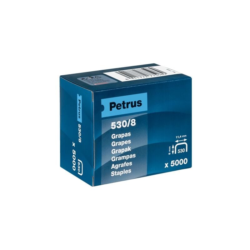 foto del prodotto fplus petrus 77508 scatola 5000 pz. graffe ramate modello 530 8 mm