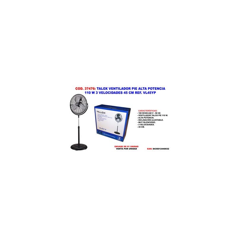 foto del prodotto fplus talox ventilatore da terra ad alta potenza 110w 3 velocit 45 ctvl45yp fes 45a