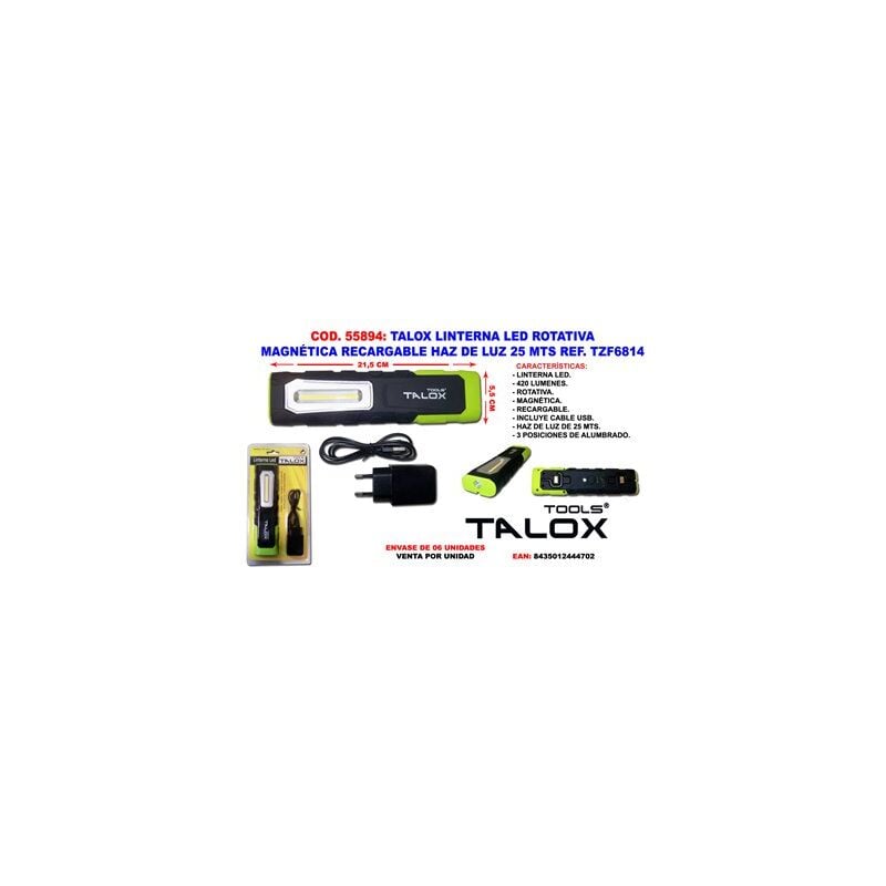 foto del prodotto fplus torcia led talox rotante magnetica ricaricabile 25 m
