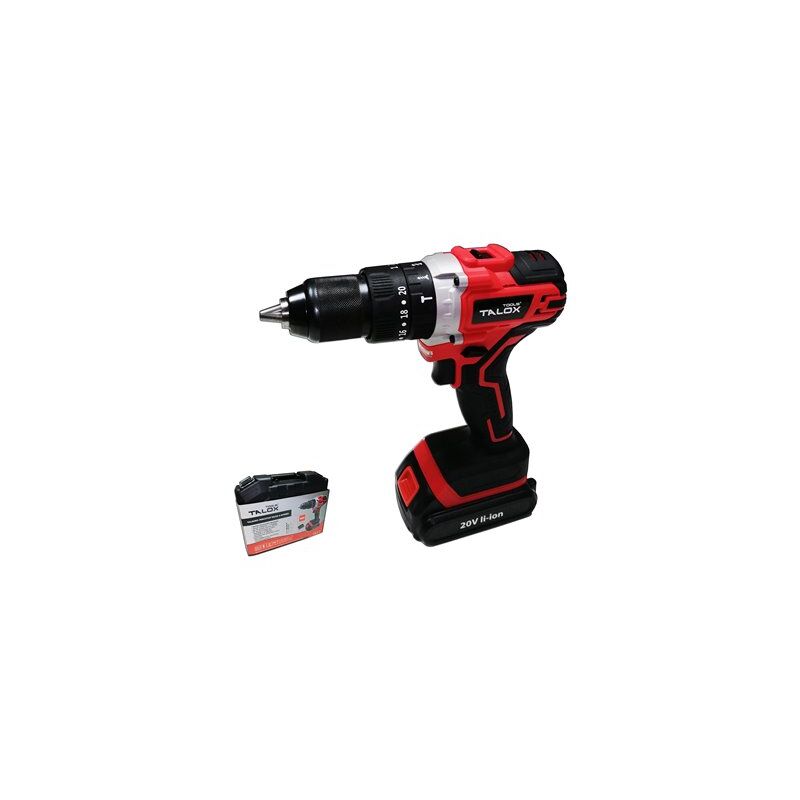 foto del prodotto fplus trapano professionale talox batteria li ion 20v 2ah con custodia e accessori