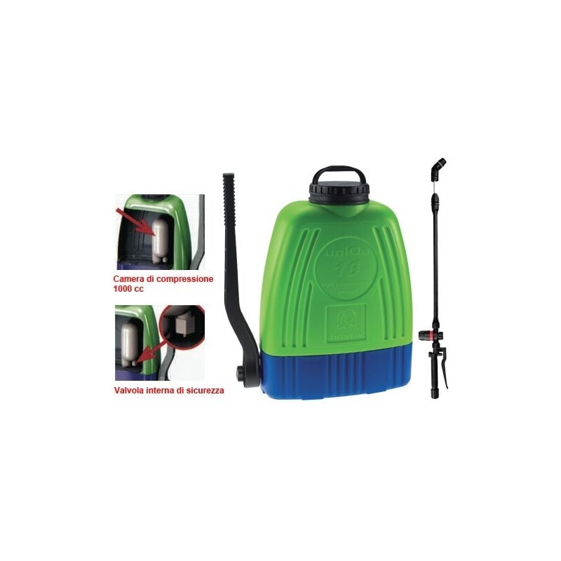 foto del prodotto fr pompe pompa a spalla a pressione per irrorazione in plastica gdm iniqua 16lt.