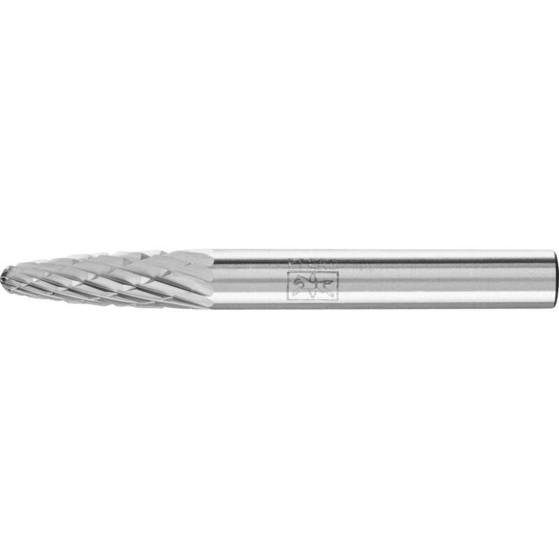 foto del prodotto fragola asta 6 mm, carburo, forma ogivale con rbf punta rotonda struttura ad albero , dentatura 3 plus forma rbf 0618, testa 6 millimetri