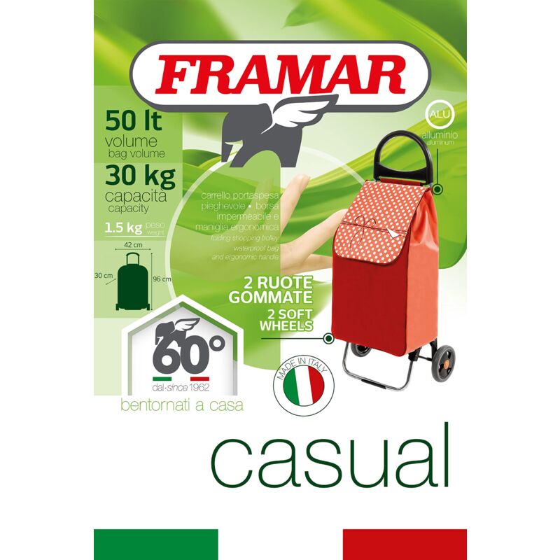 foto del prodotto framar casual carrello portaspesa 2 ruote con borsa impermeabile