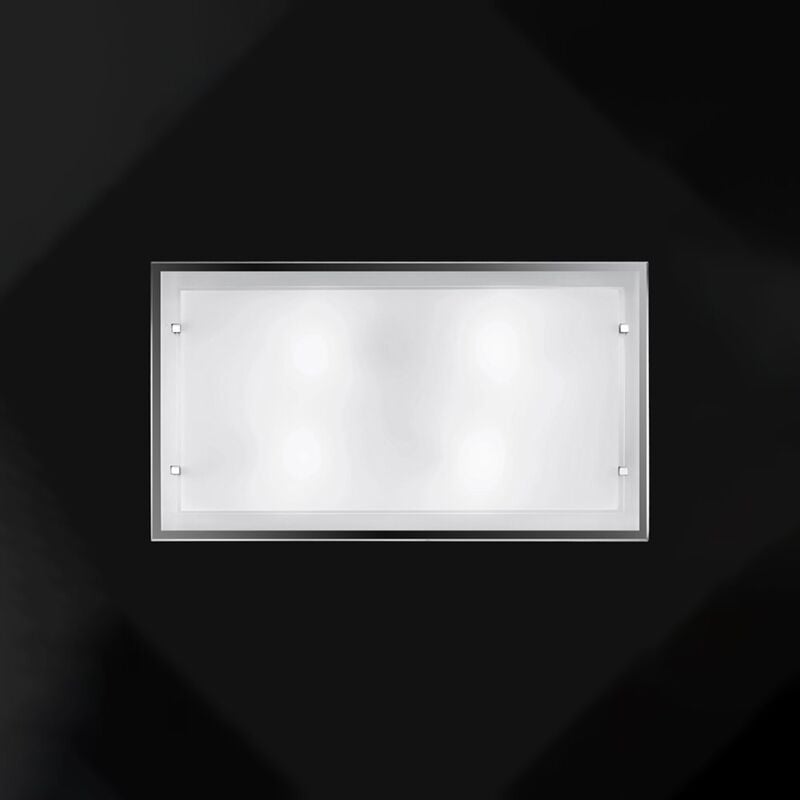 foto del prodotto frame plafoniera 4 luci vetro bianco lucido 70cm attacco e27