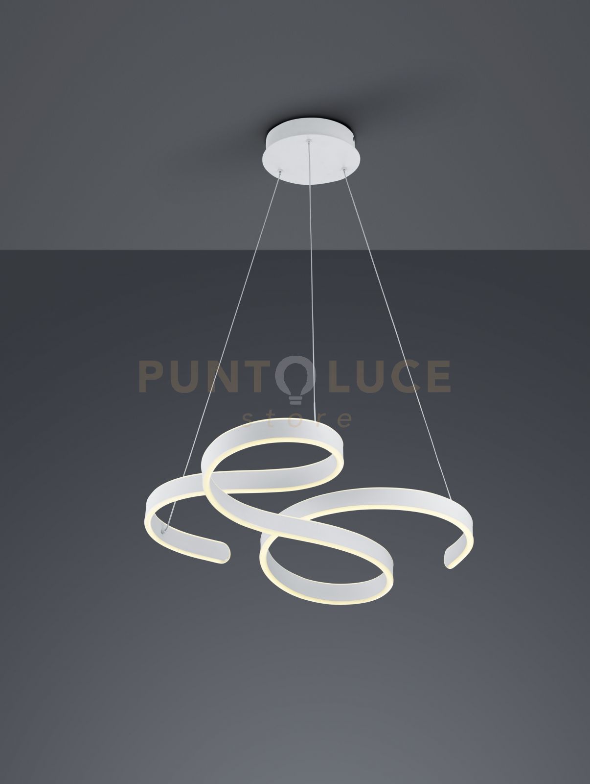 foto del prodotto francis sospensione led 48w 5600lm, 3000k vortici bianca con regolazione intensita' con interruttore d.72cm