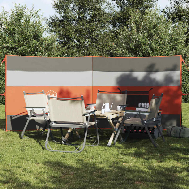 foto del prodotto frangivento campeggio grigio arancione 340x130 cm impermeabile vidaxl