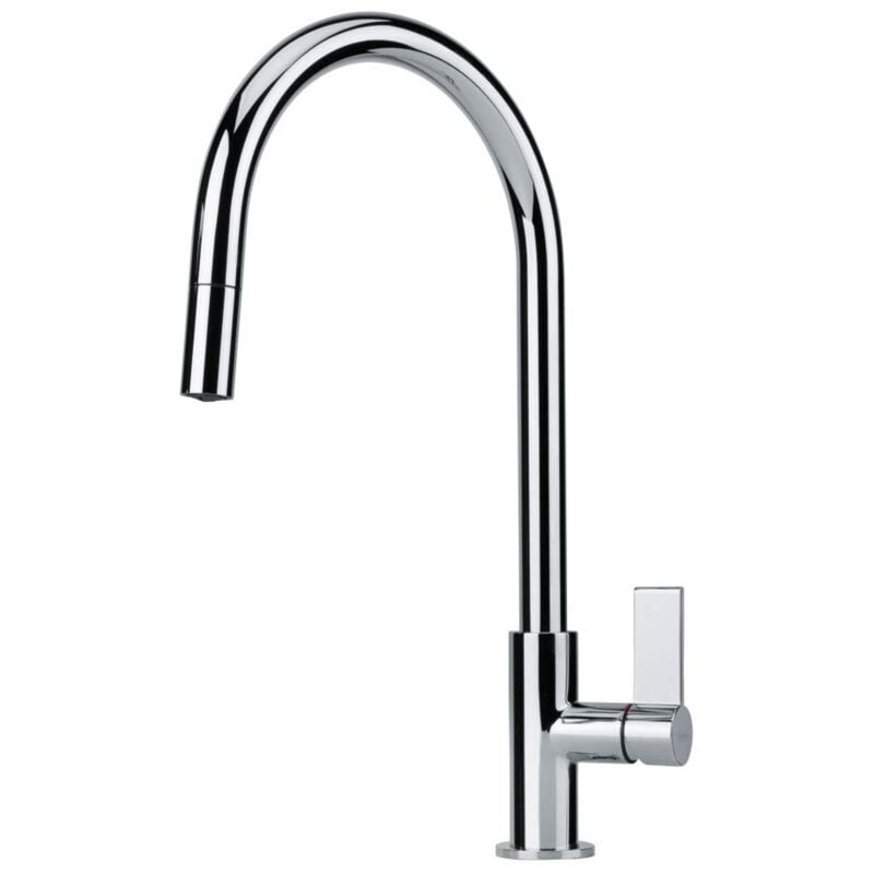 foto del prodotto franke ambient pull out miscelatore monocomando lavello con erogatore estrai 115.0373.947 chrome, 409x216 mm