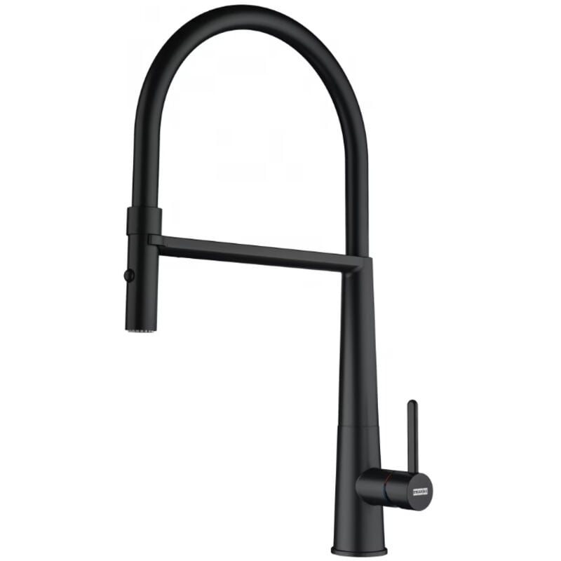 foto del prodotto franke icon. tipo di beccuccio estraibile, colore del prodotto nero, materiale del rubinetto ottone. altezza max 45,6 cm 115.0690.598